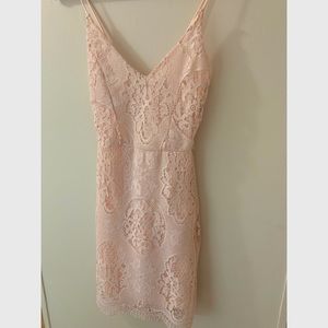 Blush pink lace dress